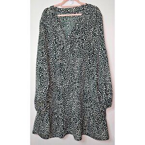 Brovave Dot Print Summer Puff/Peasant Long Sleeve Flowy Tiered Dress Tunic 3XL